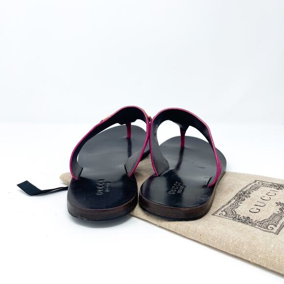Gucci Marcy Suede Horsebit Leather Thong Sandal Pink Size EU 35.5 - Picture 4 of 6